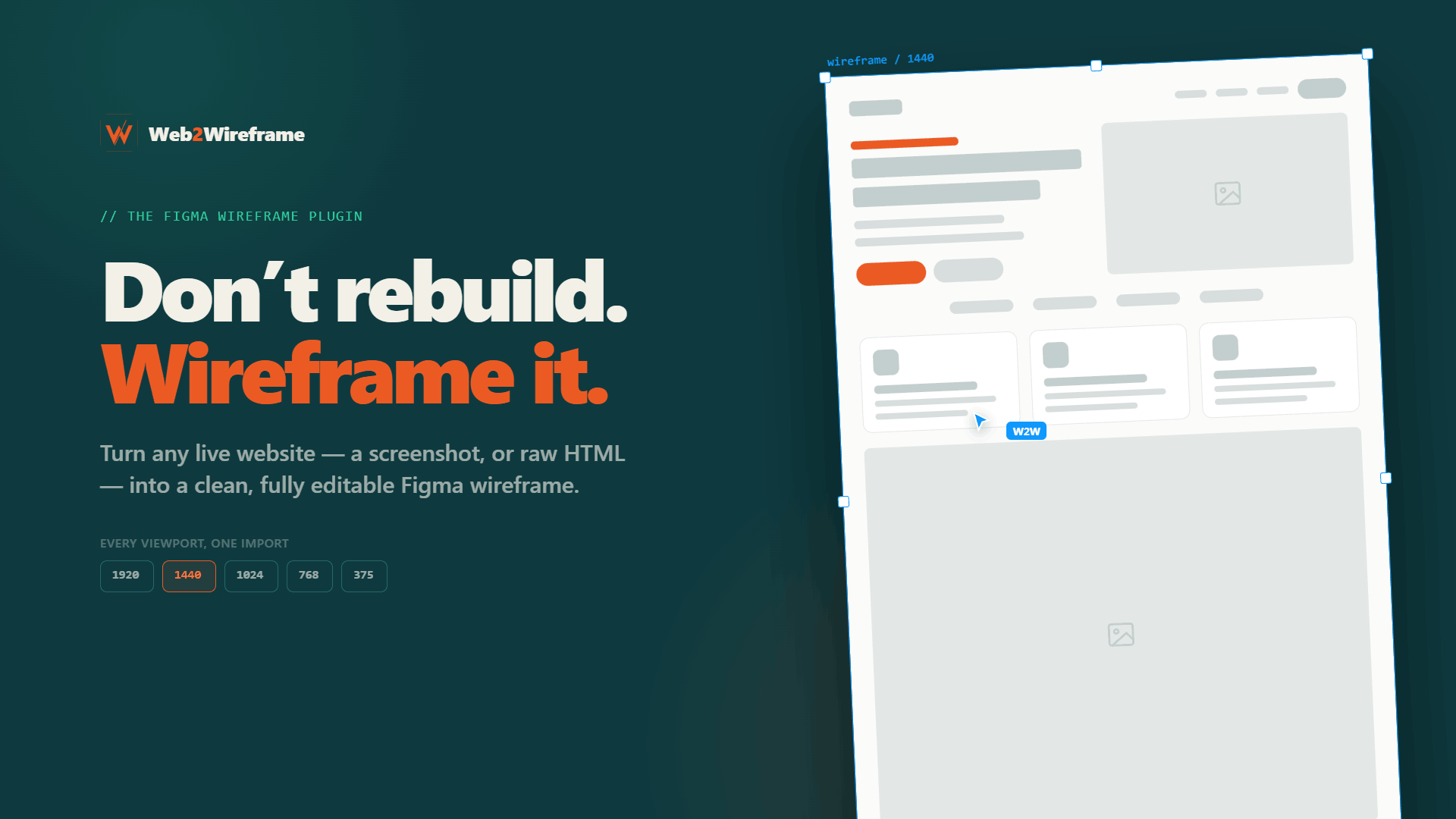 Web2Wireframe turning a live website into an editable Figma wireframe